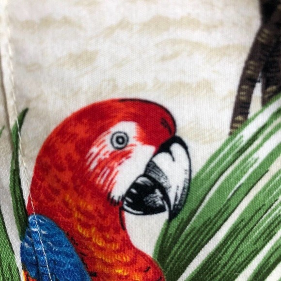 KYs Shirt White Tropical Print Button Up Collared Casual Vacation Mens X Large - Picture 5 of 11